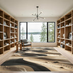 Earthy Sand Dune Swirl Ripple Rug