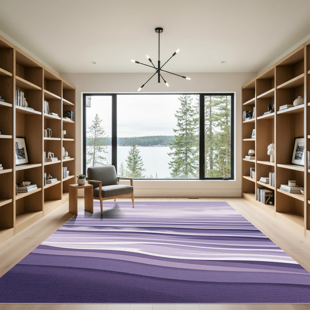 Ethereal Lavender Minimalist Ocean Wave Rug