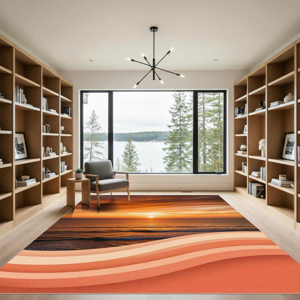 Sunset Ombre Layered Ocean Waves Rug