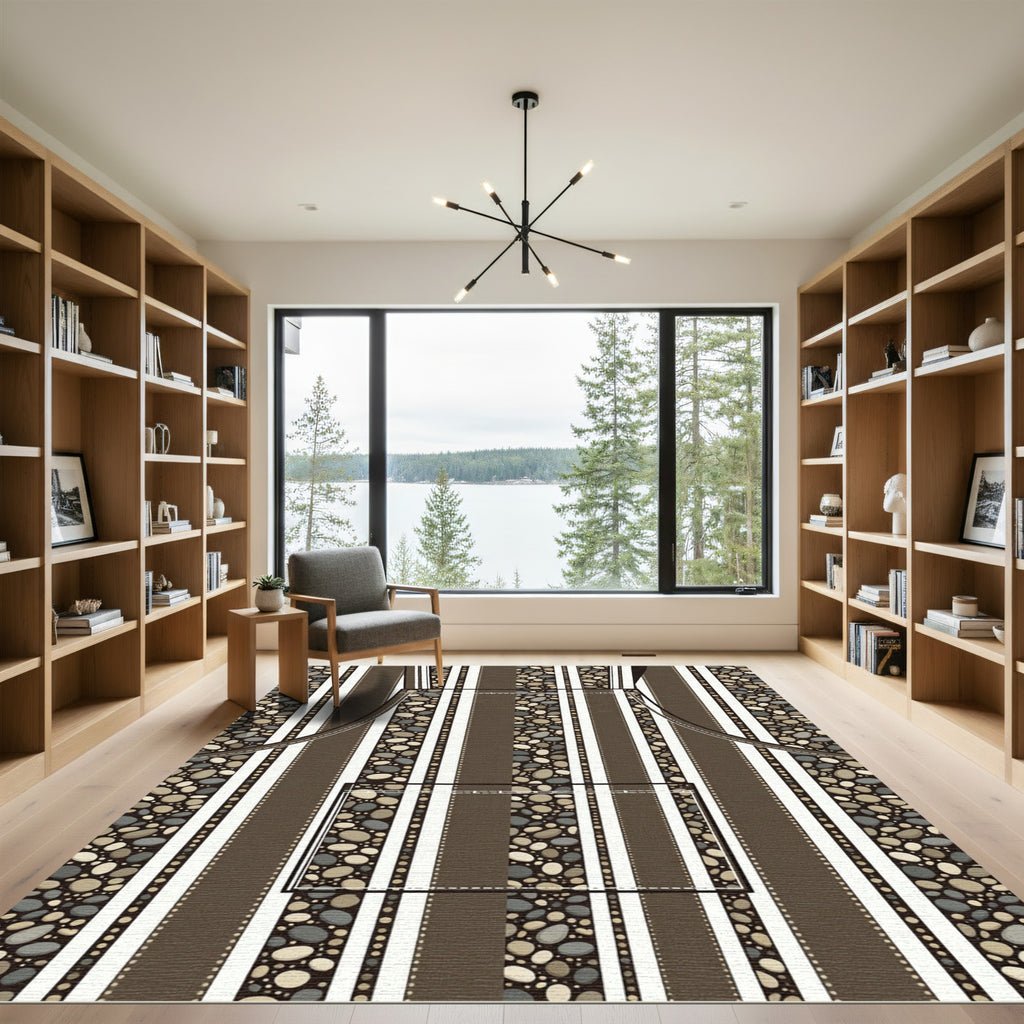 Striped Pebble Mosaic Brown Rug