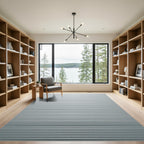Minimalist Silver Linear Horizon Rug