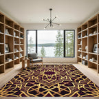 Ornate Gold Filigree Royal Plum Mandala Rug