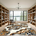 Earthy Leopard Swirl Abstract Art Rug