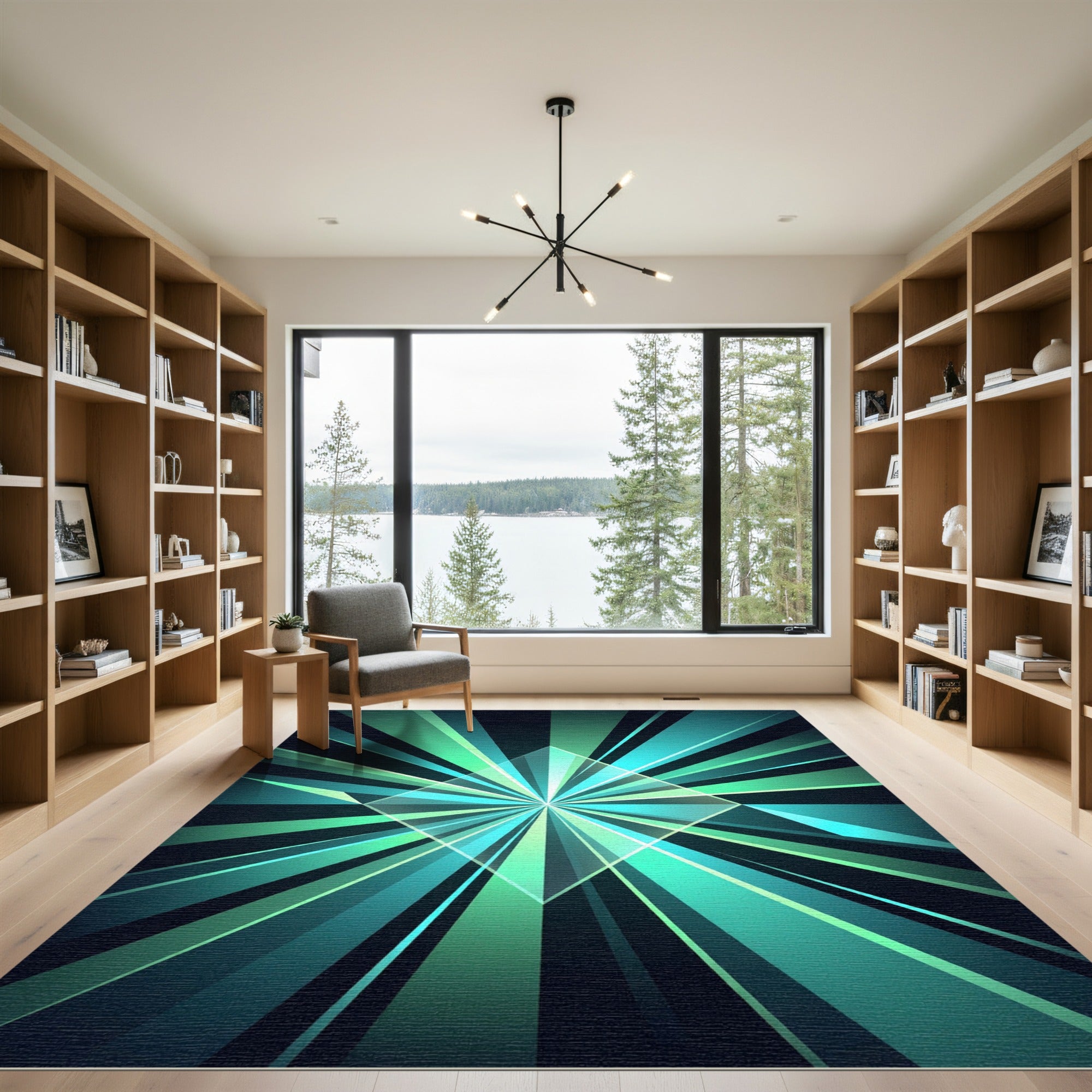 Emerald Geometric Radiant Star Rug