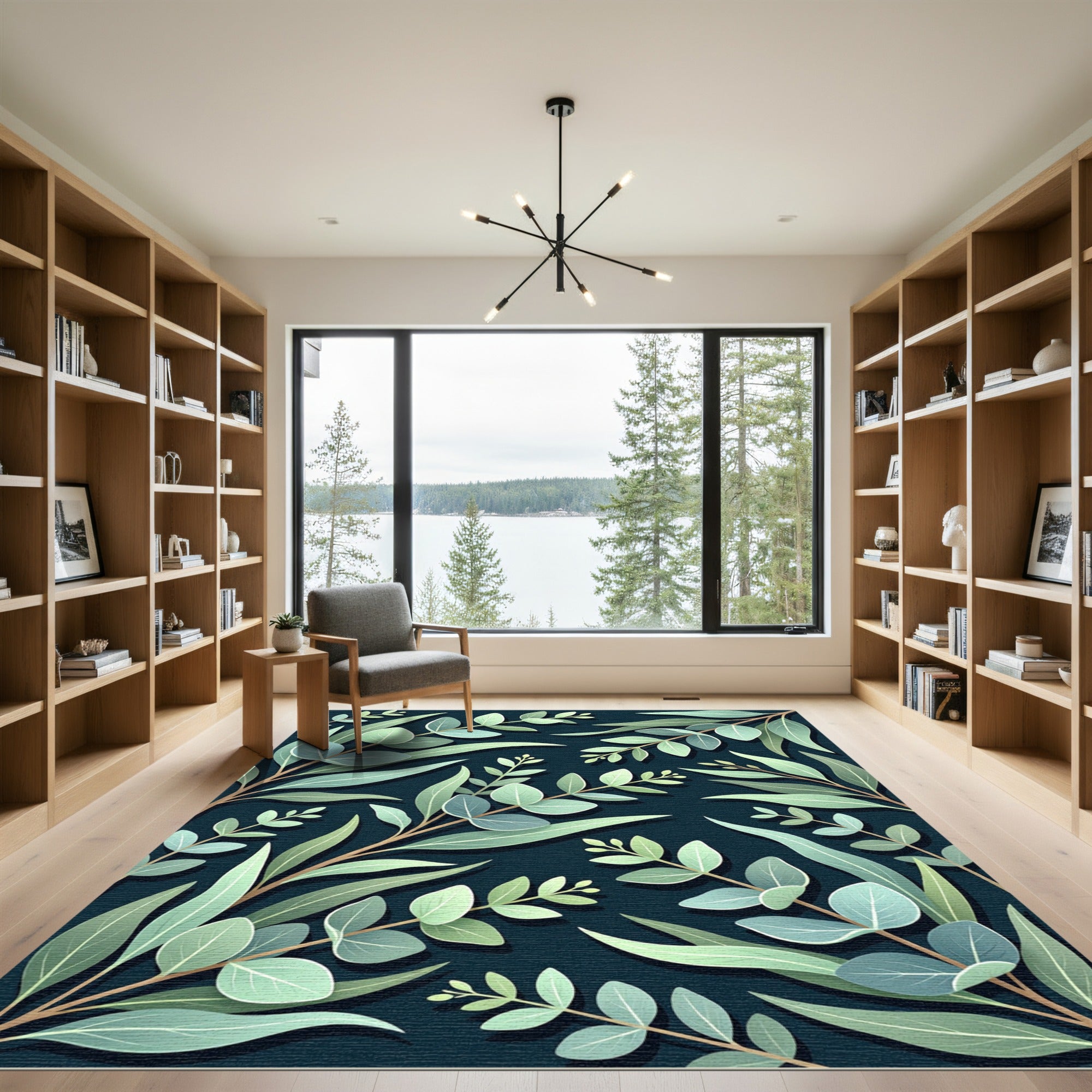 Lush Green Eucalyptus Foliage Art Rug