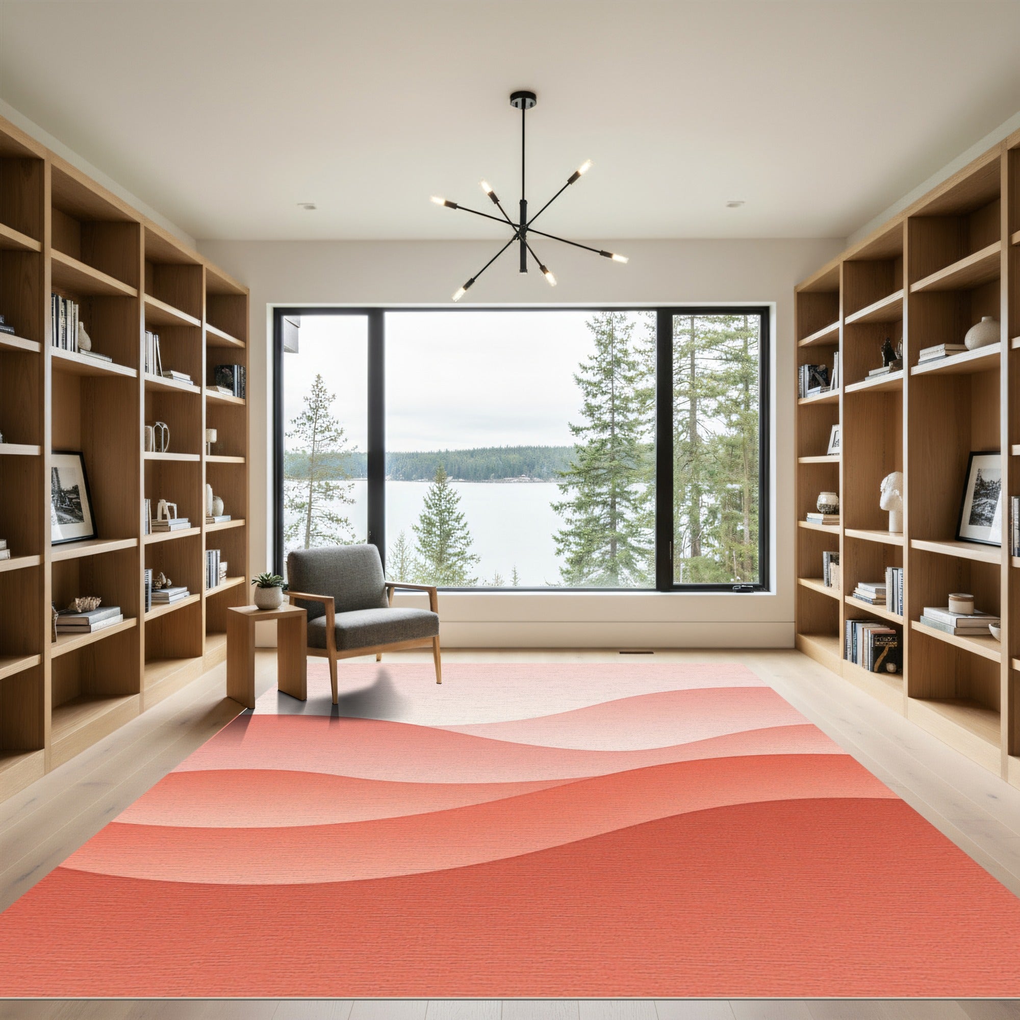 Coral Gradient Layered Wave Rug