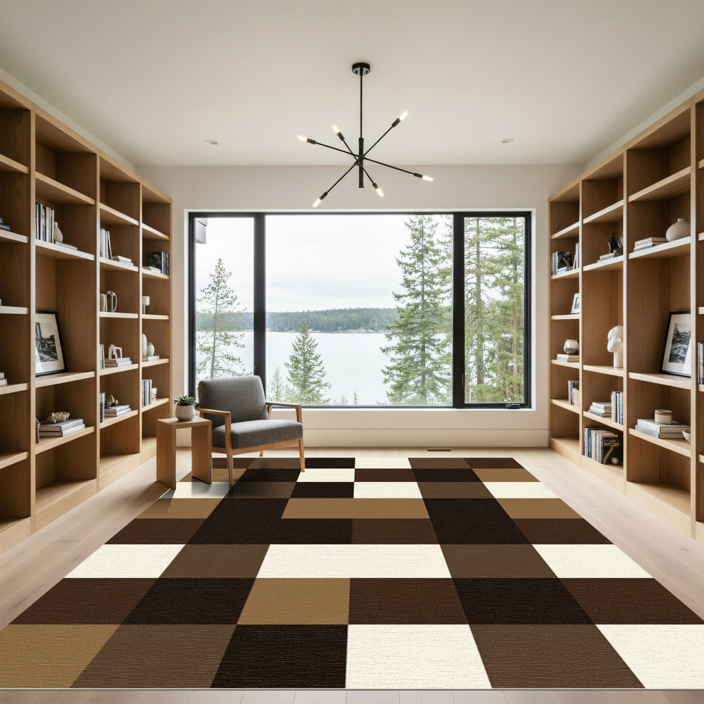 Brown Cream CheckerboardSquares Rug
