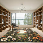 Floral Garden Trellis with Orange Blossoms Rug