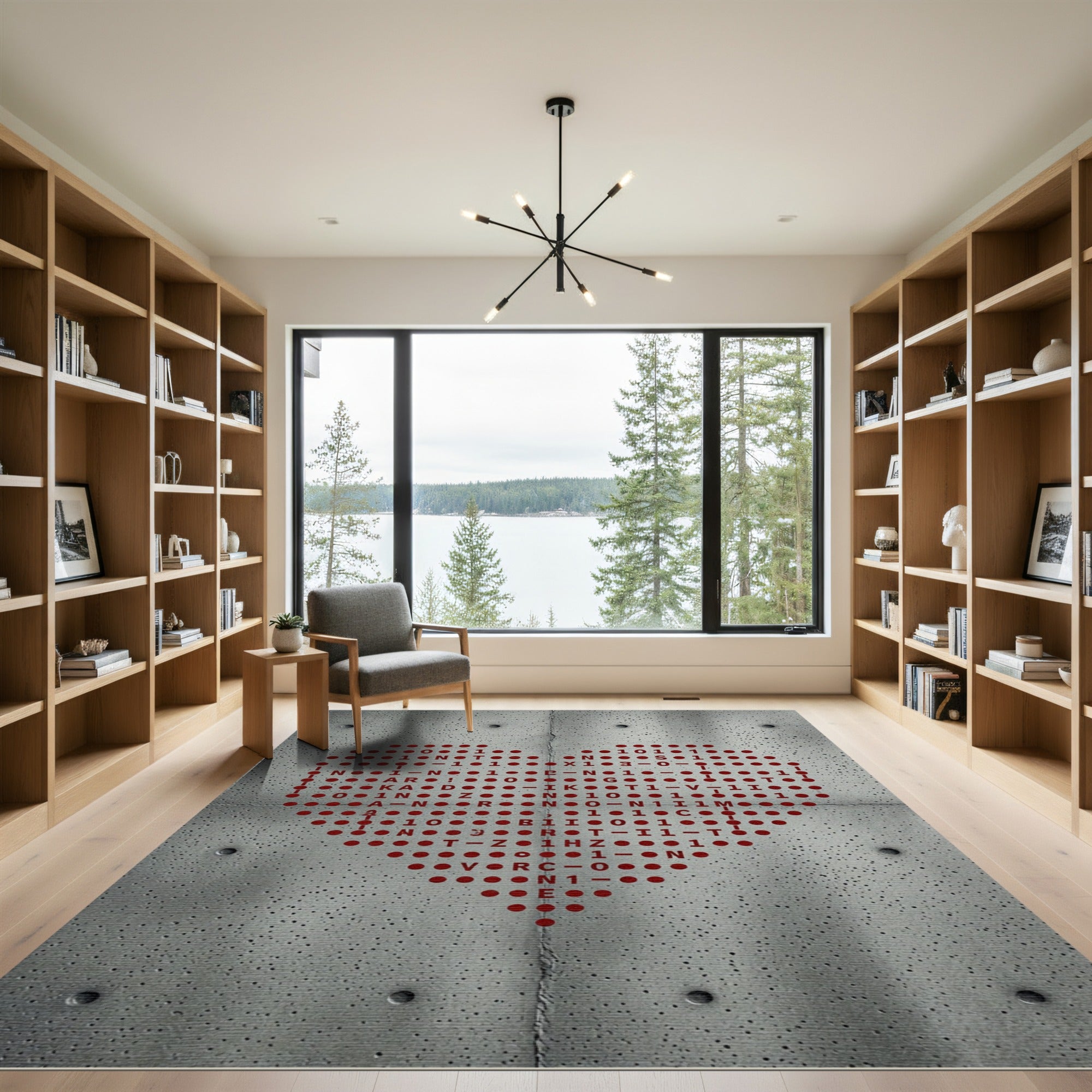 Red Dotted Heart Graphic Rug