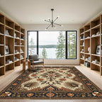 Earthy Rose Floral Botanical Medallion Rug