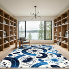 Space Age Blue Atomic Starburst Rug
