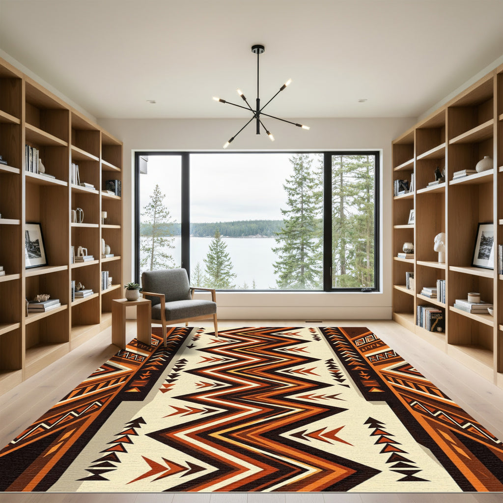 Earthy Terracotta Zigzag Geometric Shuttles Rug