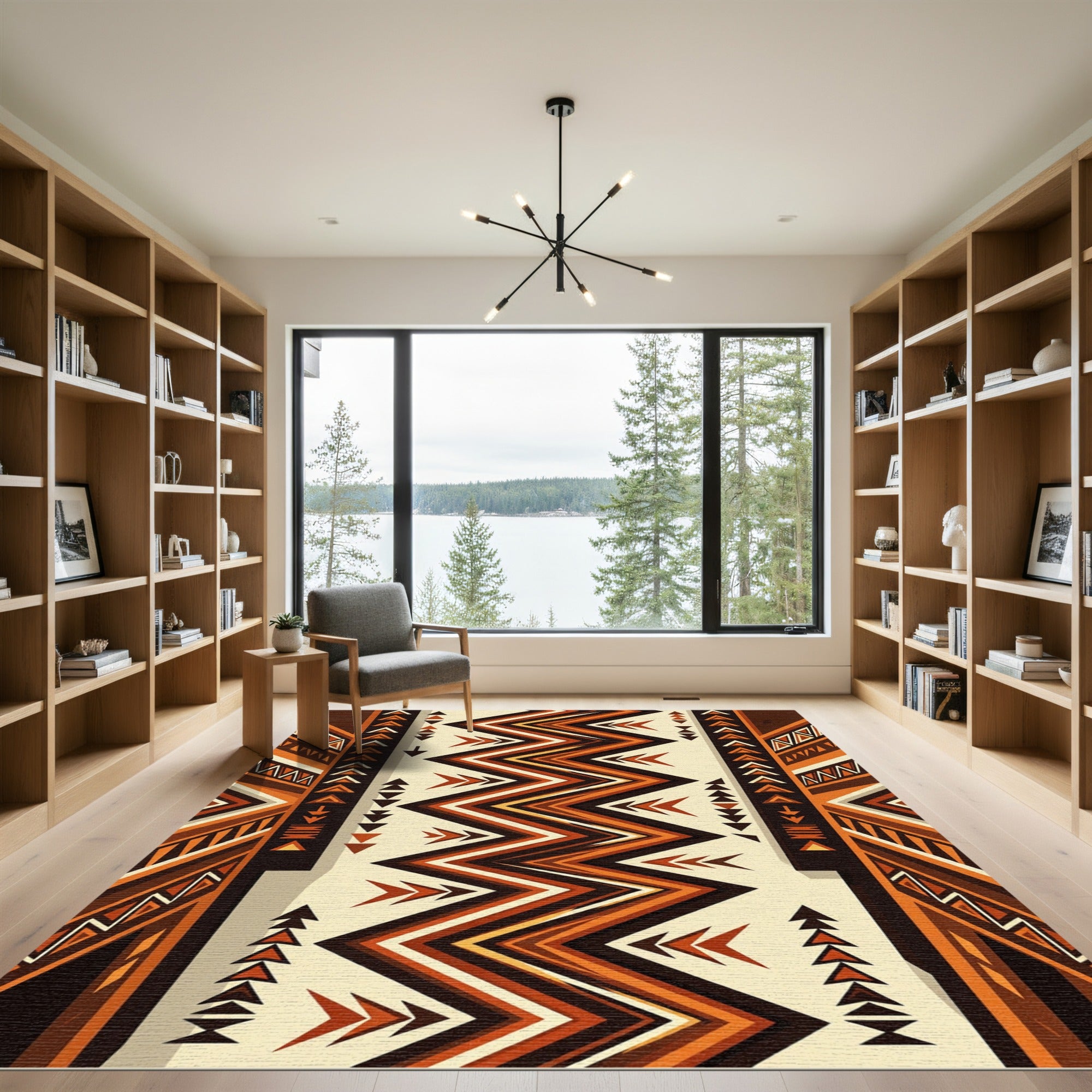 Earthy Terracotta Zigzag Geometric Shuttles Rug