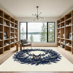 Majestic Forest Stag Silhouette Wreath Rug