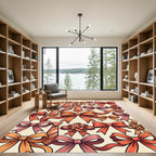 Orange Pink Tie Bow Accents Rug