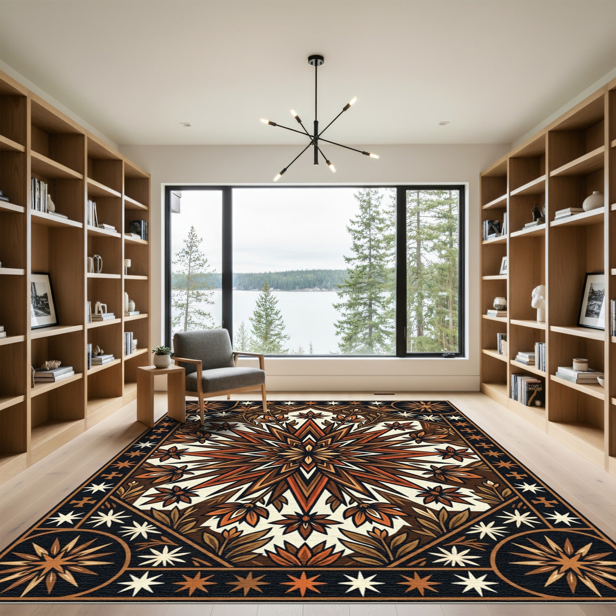 Earthy Tones Starburst Floral Medallion Rug