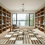 Neutral Cream Grid Checkerboard Texture Rug