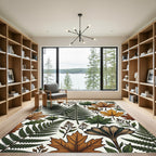 Autumn Forest Fern and Maple Leaf Rug