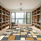 Geometric Grid Blocks Arrangement Rug