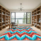 Crimson Teal Jagged Stripe Rug