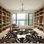 Deep Brown Monstera Tropical Leaf Rug