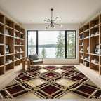 Regal Gold Crimson Lattice Rug