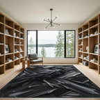 Moody Monochrome Raven Impasto Art Rug