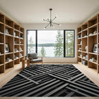 Dark Gray Intersecting Lines Rug