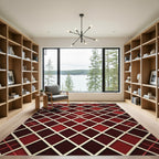 Crimson Diamond Lattice Statement Rug