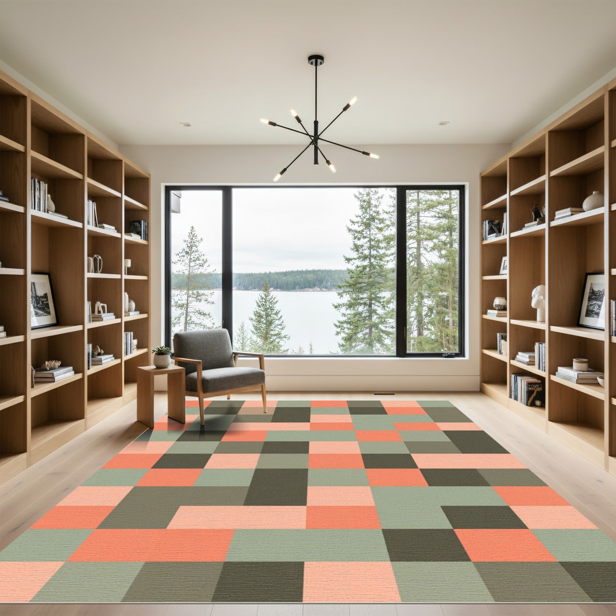 Terracotta Sage Square Pixel Rug