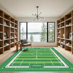 Minimalist Green Soccer Field Pitch Rug