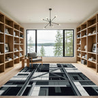 Industrial Concrete Grid Abstract Rug