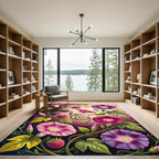 Vibrant Floral Morning Glory Berry Garden Rug