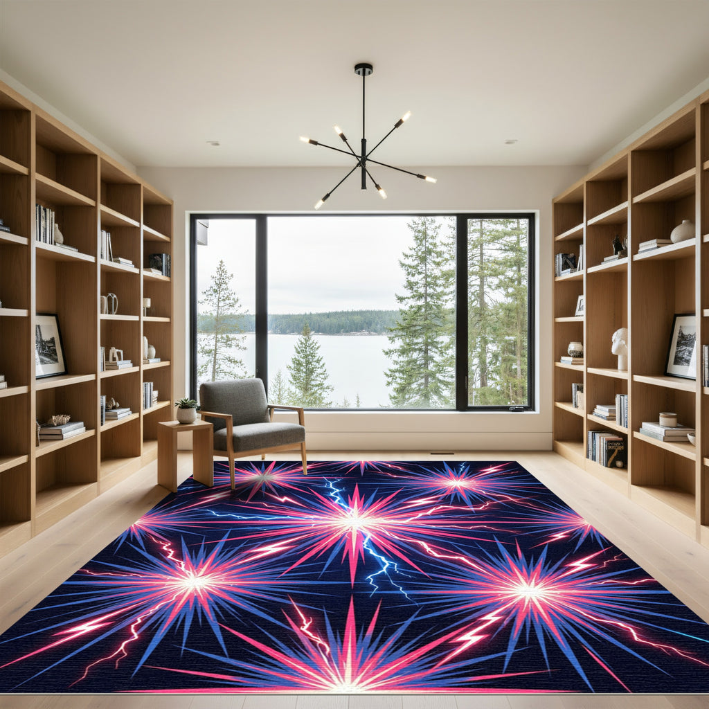 Electric Neon Starburst Lightning Rug