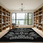 Monochromatic Silver Feather Royal Crown Rug