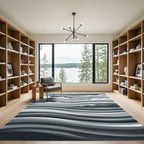 Monochrome Abstract Stormy Ocean Wave Rug