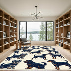 Playful Black and Brown Dog Illustration Rug