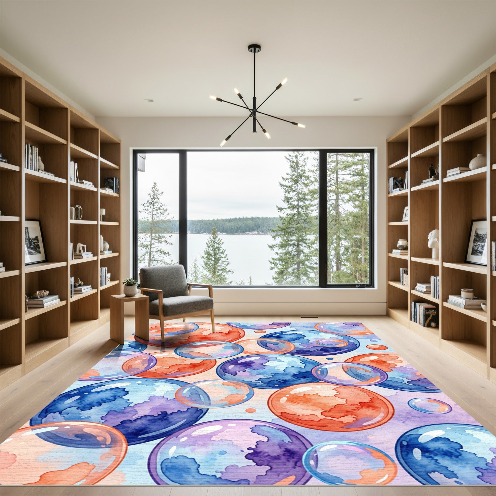 Watercolor Abstract Bubble Sphere Art Rug