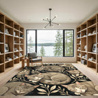 Cozy Sleeping Tabby Cat Botanical Rug