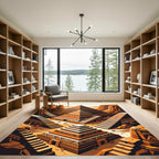 Terracotta Geometric Step Pyramid Landscape Rug