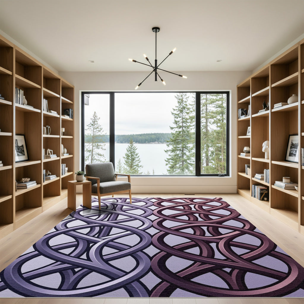 Duo Tone Interlocking Geometric Wave Rug