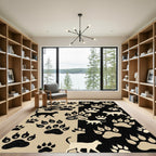 Black and Beige Cat Paw Art Rug