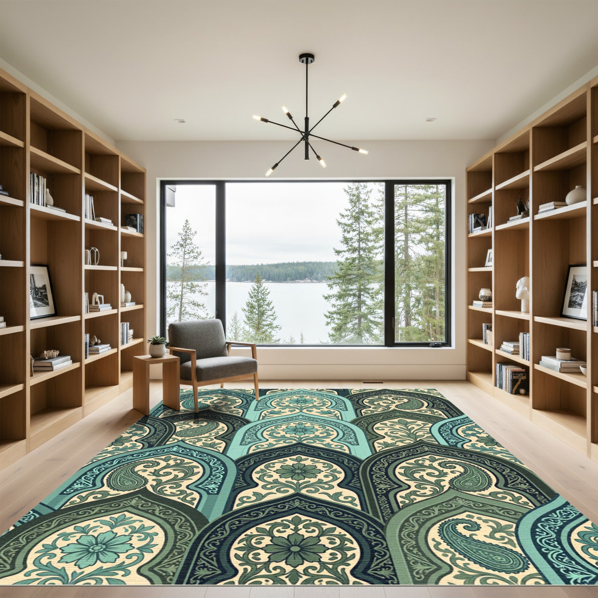 Intricate Teal Paisley Archways Rug