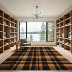 Rustic Brown Plaid Checkered Area Rug