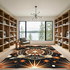 Celestial Orange Starry Globe Art Rug