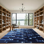 Deep Blue Gradient Horizontal Stripe Rug