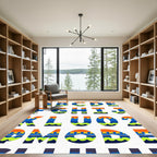 Orange Blue Green Wave Alphabet Rug