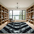 Monochrome Geometric Facade V Shape Rug