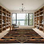 Earthy Striped Geometric Diamond Art Rug