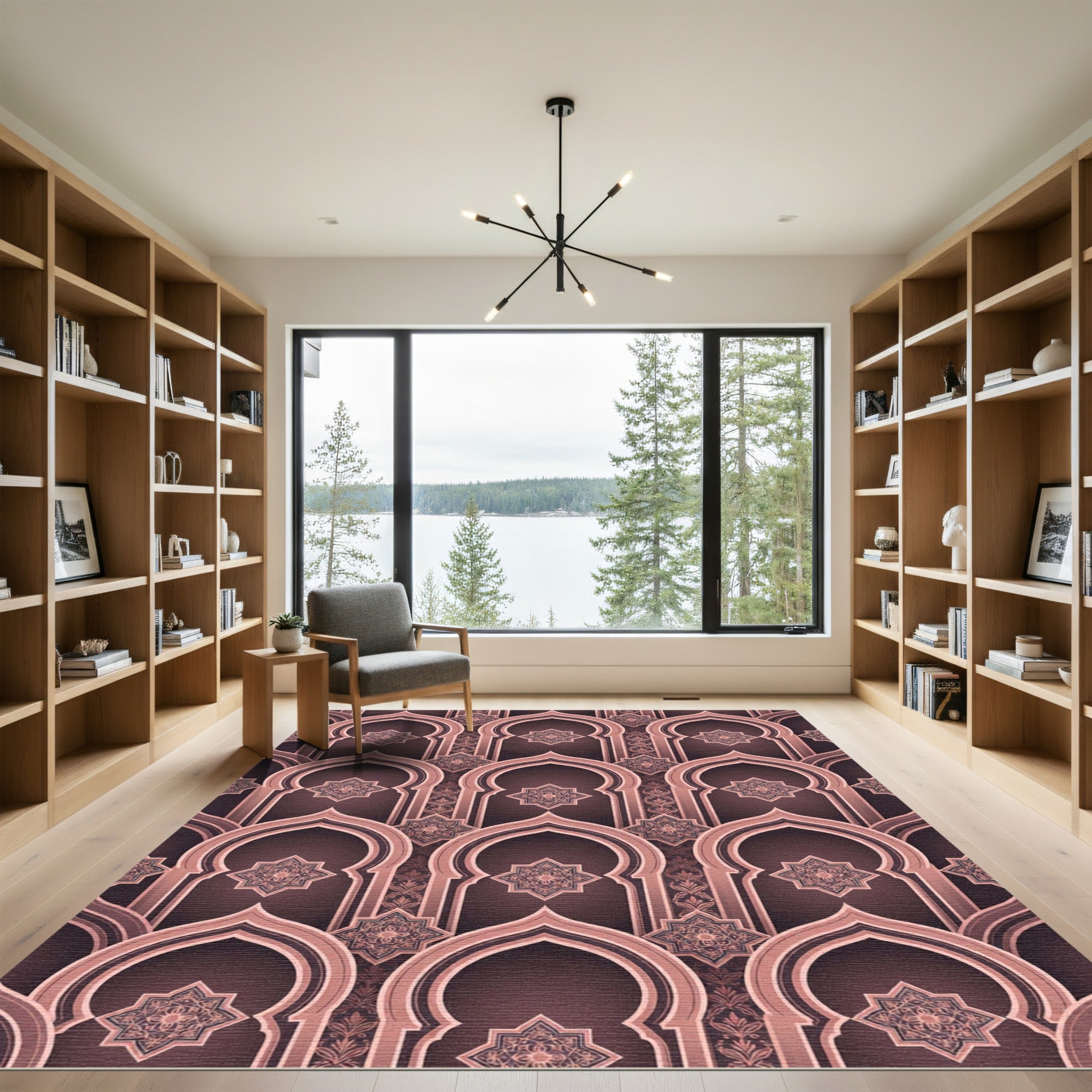 Muted Rose Arch Medallion Pattern Rug
